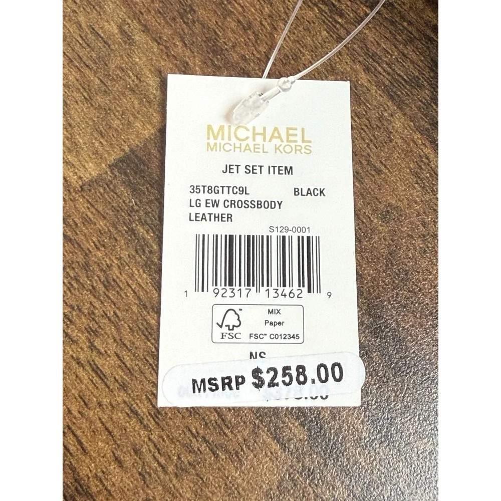 Michael Kors Jet Set Item Large East West Black Gold Crossbody Bag $378